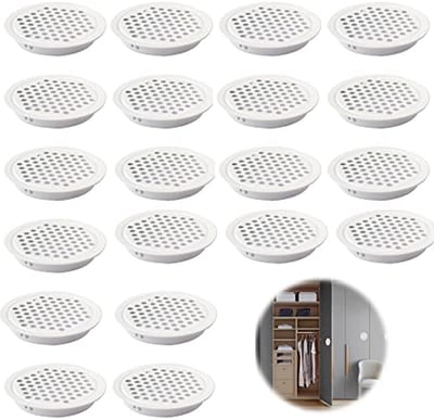 35 mm Rond Ventilatierooster - 20 Stuks - Wit Roestvrij Staal - Voor Kasten en Schoenenkasten
