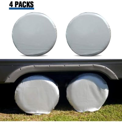 Housses de Pneus Universelles 27 29 pouces Pack Roue de Camping-Car Remorque Voiture Camion Protection Solaire argenté