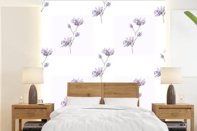 Behang - Fotobehang Bloemen - Paars - Lente - Patronen - Breedte 220 cm x hoogte 240 cm