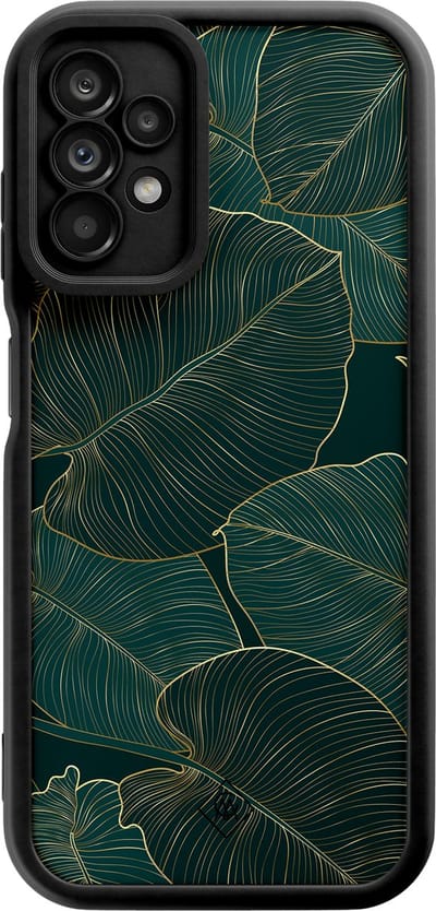 Casimoda® hoesje - Geschikt voor Samsung Galaxy A23 - Monstera Leaves - Zwart TPU Backcover - Planten - Groen