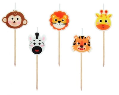 Animals Fun verjaardagskaarsen set 5 stuks