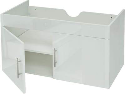 Wastafelonderbouw MCW-D16, wastafelonderbouw badkamermeubel, MVG hoogglans 90cm ~ wit