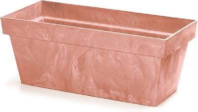 Prosperplast Beton-look plantenbak/bloembak - kunststof - 39 x 18 x 16 cm - terracotta - voor buiten