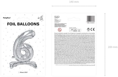 Zilver 6 staande folieballon 70cm