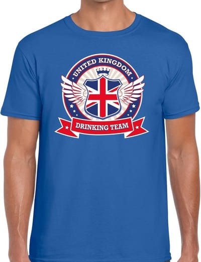 Blauw Engeland drinking team t-shirt blauw heren - United Kingdom kleding S