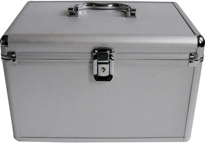 Thuys – CD Koffer – DVD Hard Kunststof Hoesje Houder – Portemonnee – 19cm x 30cm x 18cm – Zilver