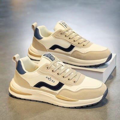 Hardloopschoenen voor Heren Zomer Nieuwe Heren Sneakers Outdoor Mode Casual Schoenen Man Vetersluiting Tennis Trainers 39 beige
