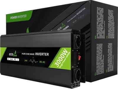 EcoLine - Omvormer 24V Naar 230V - 3000w Vermogen 6000w Piek- Zuivere sinus - Spanningomvormer