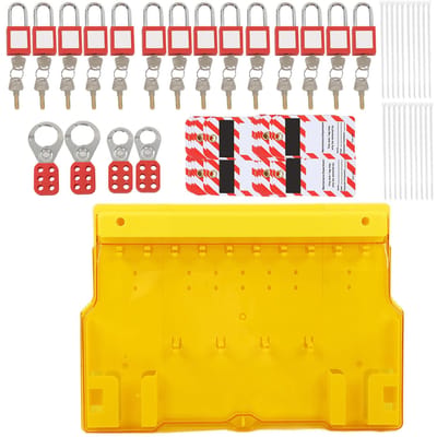 Station de consignation LOTO Inclut Cadenas Clés Moraillons Étiquettes Kit de consignation visuelle Panneau avec Couvercle pour Usine