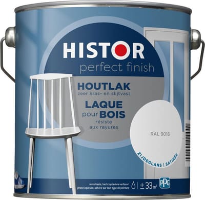 Histor Perfect Finish Houtlak Zijdeglans - Krasvast & Slijtvast - Dekkend - 2.5L - RAL 9016 - Wit