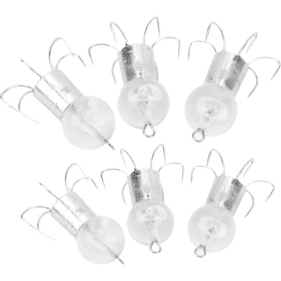 6pcs Hameçon Calamar 6 Aiguilles Acier Inoxydable Appât Artificiel Calamar Réaliste pour Pêche en Mer Blanc Clair white