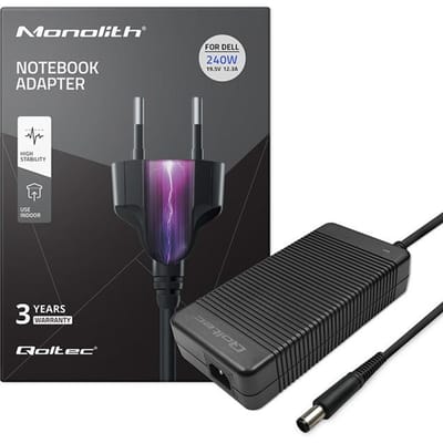 Qoltec-voeding voor Dell-laptop 240W |   19,5V |   12.3A |   7,4*5,0 + pin |   + voedingskabel
