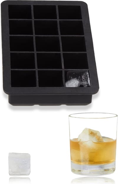 ijsblokjesvorm - voor ijsblokken van 2,5 cm - BPA-vrij siliconen - 3 x 15 x 9,5 cm - zwart
