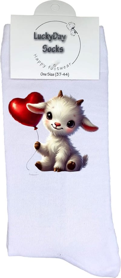 Geitje - Opkikkertje - Fantasie - Hartje - Valentijn - Liefde - Grappige sokken - Valentijn cadeau - Verjaardag - Geluk - Grappige sokken - Leuke sokken - Vrolijke sokken - Kleur - Kerst sokken - Vaderdag - Moederdag - Socks maken Happy - 37-44