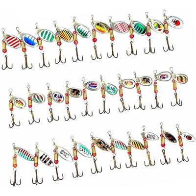 30 Pièces Leurres Plaque de Fer Différentes Tailles Poids Couleurs Autocollants Colorés Vifs Appâts de Pêche Métalliques gray