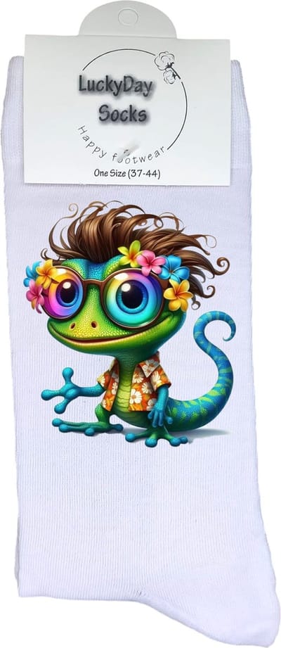 Salamander - Opkikker - Grappige sokken - Valentijns cadeau - Verjaardag cadeau - Grappig - Leuke sokken - Vrolijke sokken - Hippie - Kerst Sokken - Vaderdag - Moederdag - Kerstcadeau - Socks die Happy maken - 37-44