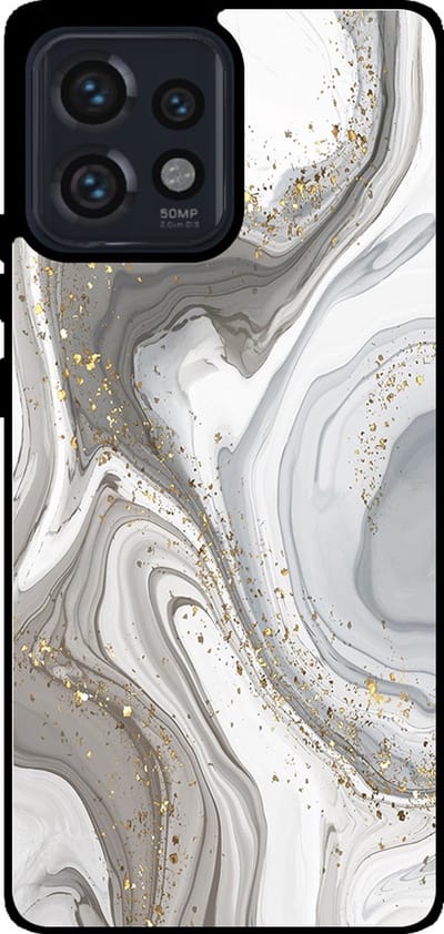 Smartphonica Telefoonhoesje Geschikt voor Motorola Edge 40 Pro / Plus 2023 met marmer opdruk - TPU backcover case marble design - Zilver geschikt voor Motorola Edge 40 Pro;Motorola Edge Plus 2023
