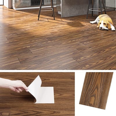 32 Tegelstickers 90x15CM Vinyl Vloer Zelfklevend Eiken PVC Vloeren Waterdicht voor Badkamer en Keuken Vintage Houtlook Decoratie