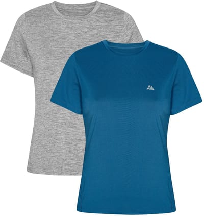 DANISH ENDURANCE Sport T-Shirt - Workout & Sport Top - Lichtgewicht - Ronde Hals - voor Vrouwen - Grijs Gemêleerd/Lichtblauw - Maat S - 2 paar