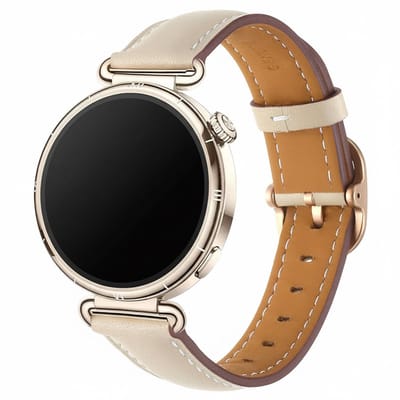 Leren bandje - geschikt voor Garmin Venu 2s / 3s / 4 (41mm) / Vivoactive 4s / Forerunner 255s / 265s - Huawei Watch GT 5 Pro - 42mm / GT 6 / GT 5 / GT 4 - 41mm - leer - starlight