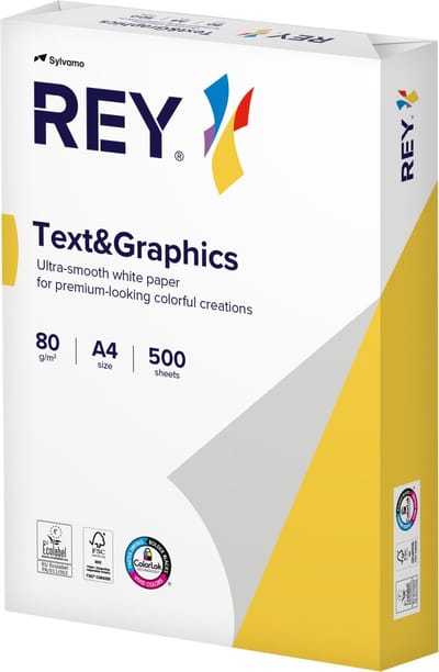 Kopieerpapier rey text graphics a4 80gr wit | 5 stuks