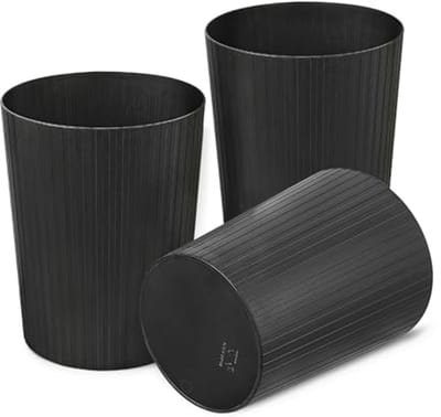 SnelShoppen - Cetomo 7.2L*3 Set - Zwarte Afvalbakken, Prullenbakken voor Badkamer, Keuken, Kantoor, Studenten, Duurzaam BPA-vrij Plastic, Compact en H