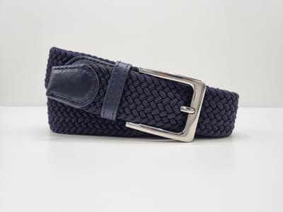 Elastische riem - gevlochten broekriem - dames en heren riemen - kleur Blauw 105 cm