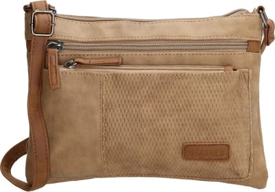 Beagles Brunete Schoudertas Dames - Crossbodytas met telefoonvak - Tas van Imitatieleder met ritssluiting - Taupe