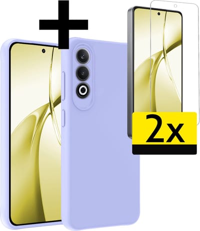 Hoesje - Met 2x Screenprotector - Geschikt voor OnePlus Nord CE4 - Sterk & Shockproof - Back Cover - Siliconen Case - Telefoon Hoes - Telefoonhoesjes - Lichtblauw