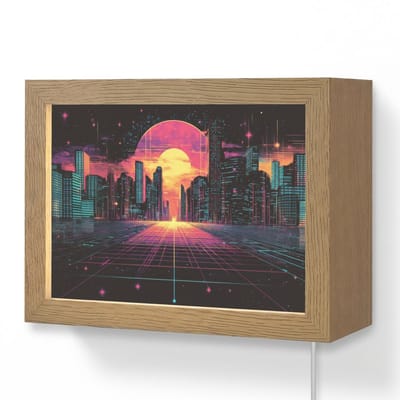 Wandlamp 20x15 cm - Oplaadbaar - Stad - Gebouwen - Zon - Geel - Wandlampen binnen woonkamer - Slaapkamer lamp met kabel - Decoratieve nachtlamp - Vloerlamp snoer