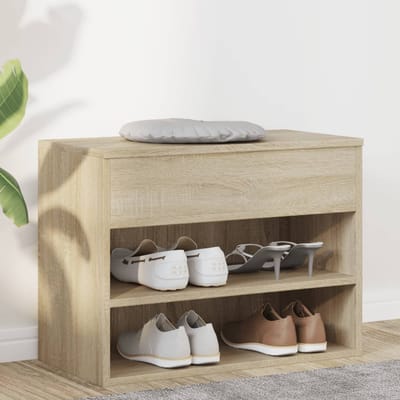 vidaXL - Schoenenbank - 60x30x45 - cm - bewerkt - hout - sonoma - eikenkleurig