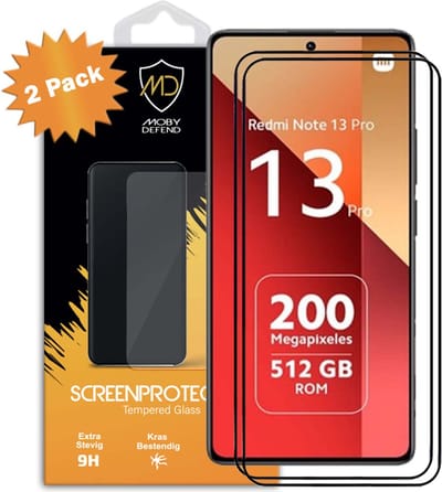 2-Pack MobyDefend Screenprotectors - Geschikt voor Xiaomi Redmi Note 13 Pro 4G - Screensavers Met Zwarte Randen - Gehard Glas