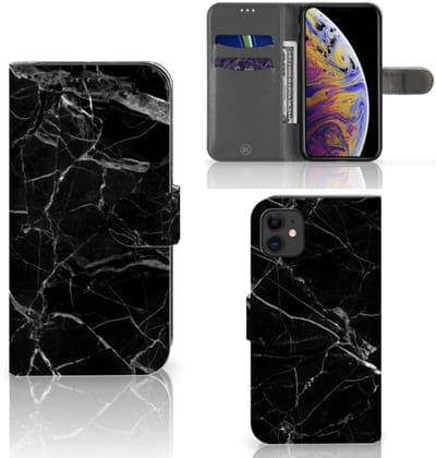 Apple iPhone 11 Bookcase Marmer Zwart - Origineel Cadeau Vader