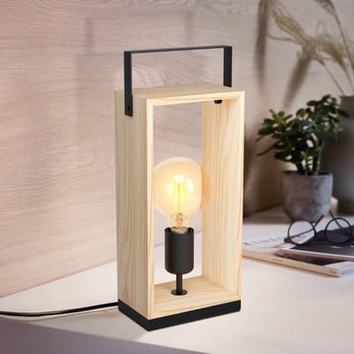 EGLO Famborough Tafellamp - E27 - 40 cm - Zwart/Hout