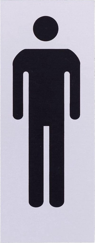 Aluminium deurbordje pictogram: Heren WC  | 5 jaar garantie | Zelfklevend | 130x50x0,5 mm