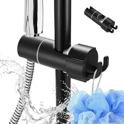 Verstelbare douchekop voor 18-25mm bevestiging, universele douchekop met 360° rotatie, schuifrail en haak voor optimale douche-ervaring
