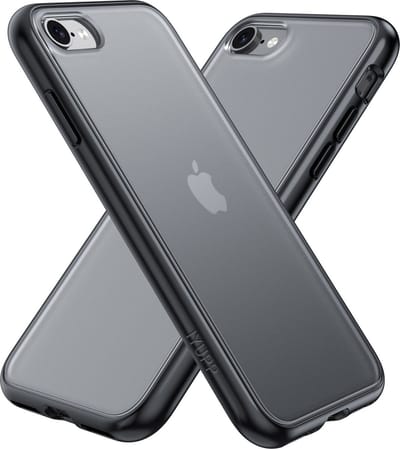 IYUPP Hoesje Geschikt voor iPhone 7 / 8 / SE 2020 / SE 2022 Hoesje - Shockproof Back Cover - Mat Zwart Transparant