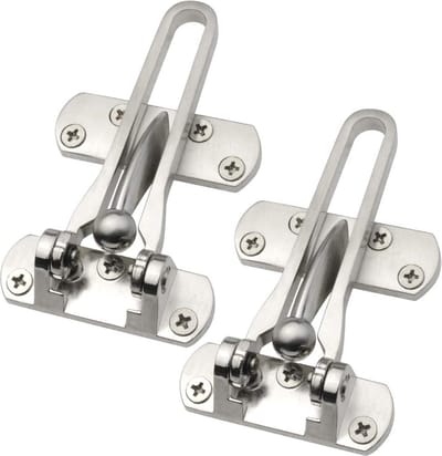 Deurslot voor thuisbeveiliging, 2-pack grendelbeugel voordeursloten voor kinderen, huisversterkingsslot voor draaideuren, hoteldeursloten, dikke massieve aluminiumlegering - zilver
