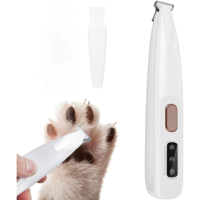 Nieuwe hondenpoottrimmer met LED-licht Volledig waterdichte huisdierhaartrimmer met LED-display Hondentondeuse voor verzorging 18 mm breder mes CN wit