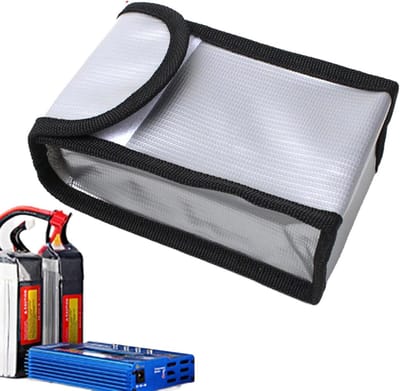 Batterijveilige tas - Beschermende doos - Batterijen opslag - Brandwerend materiaal - 140 x 90 x 55 mm - Zwart