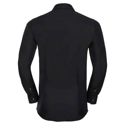 Russell Collection Heren Ultimate Stretch Slim Shirt met Lange Mouwen (Zwart)