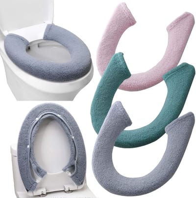 Toiletzitting Hoezen - Zachte Covers - Extra Comfort - Wasbaar Materiaal - 2 Stuks - Blauw Roze