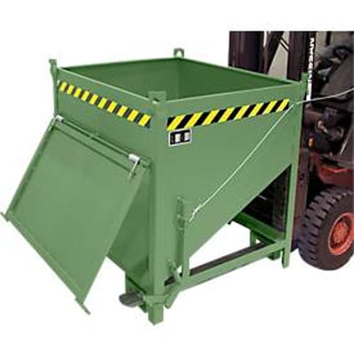 Bauer SGK 75 silocontainer, trekkoord lediging, L 1000 x B 1200 x H 1170 mm, 0,75 m³, tot 1000 kg, plaatstaal, reseda groen