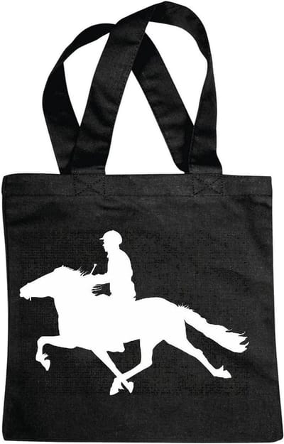 Schoudertas Paard - Draagtas Cadeau - Dagelijks Gebruik - 100% Katoen - 40 x 40 cm - Zwart