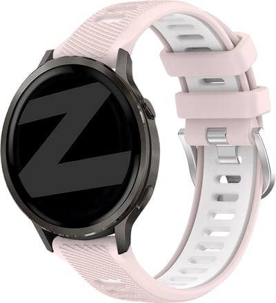 Bandz Sport bandje met gesp geschikt voor Garmin Vivoactive 4s / Vivomove 3s / Venu 4 - 41mm / Venu 3s / Venu 2s / Forerunner 265s / Forerunner 255s - Roze/Wit