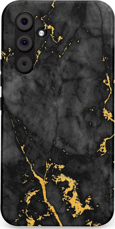 Casetastic hoesje geschikt voor Samsung Galaxy A54 (2023) 5G - Dubbellaagse bescherming - Zwarte Marmer Goud - Fashion Case - Zwart Goud