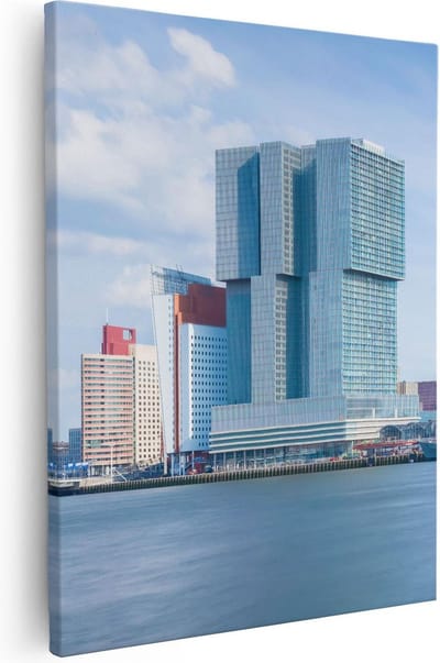 Artaza Canvas Schilderij Rotterdam - 80x100 cm - Groot - Wanddecoratie Skyline - Muurdecoratie Stad - Schilderijen Op Canvas