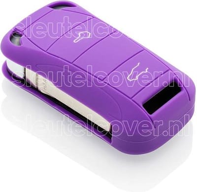 Autosleutel Hoesje geschikt voor Porsche - SleutelCover - Silicone Autosleutel Cover - Sleutelhoesje Paars