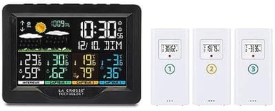Radiogestuurd Weerstation met 3 Thermo/Hygrosensoren - Zwart