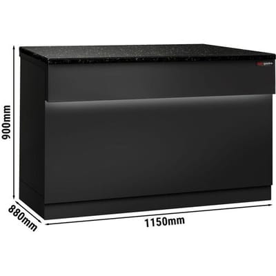 GGM Gastro Kassentisch TORONTO - 1150mm - schwarze Front - schwarze Granit-Arbeitsplatte